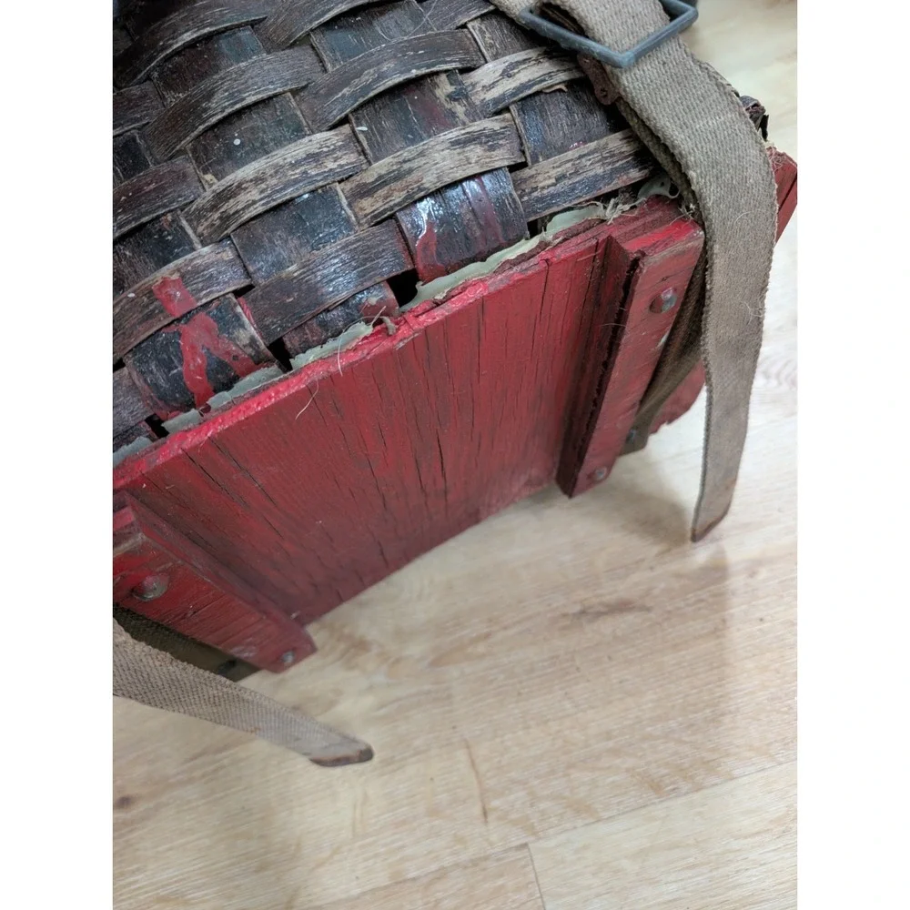 Vintage Early 20th C Adirondack Splint Trapper Pack Backpack Basket Primitive